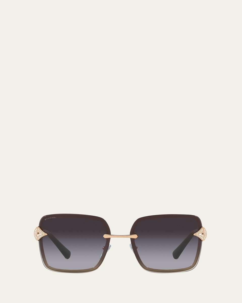 Oversized Embellished Square Metal Sunglasses